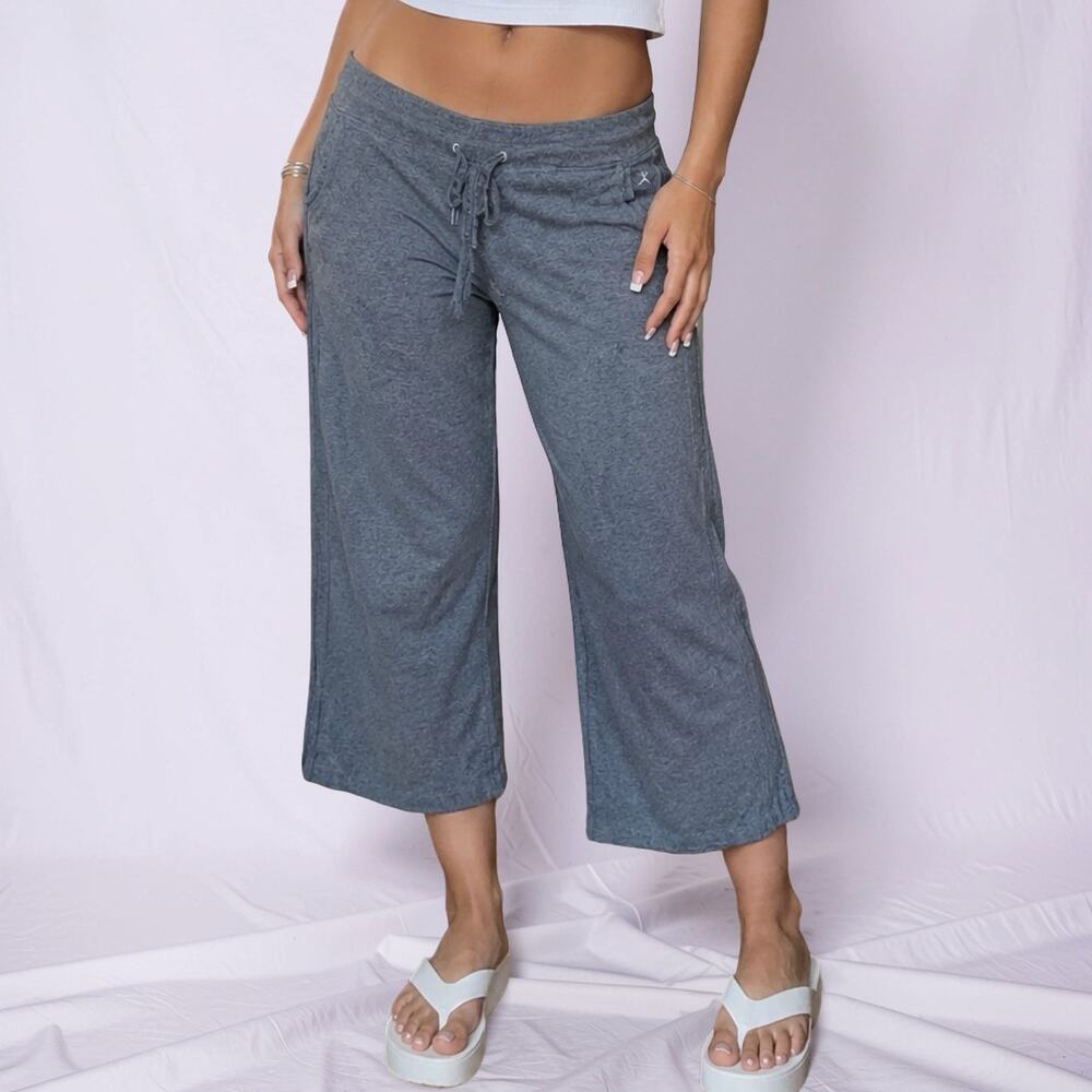 Danskin Gray Side Stripe Drawstring Capri Yoga Sweatpants Size Large